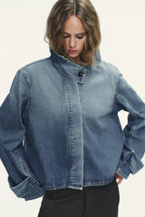 Mara High-Collar Denim Jacket
