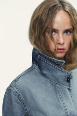 Mara High-Collar Denim Jacket
