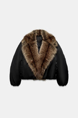 FAUX FUR COLLAR BOMBER JACKET