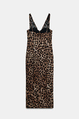 Lace Detail Leopard Dress