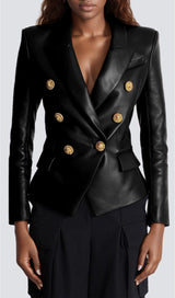 Alyssa Embellished Leather Blazer
