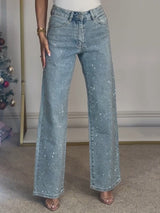 Riley Diamante Straight-Leg Jeans