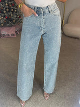 Riley Diamante Straight-Leg Jeans