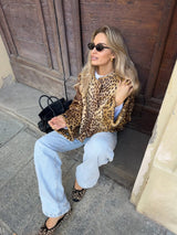 Leopard Collarless Bomber