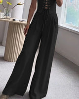 Elara Lace-Up Linen Set