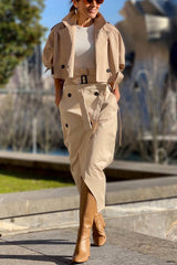 Sienna Belted Trench Skirt Set