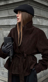 Elena Suede Wrap Jacket