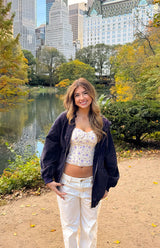 Maya Navy Hooded Jacket