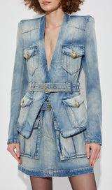 Kara Belted Denim Jacket