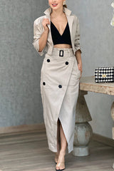 Sienna Belted Trench Skirt Set