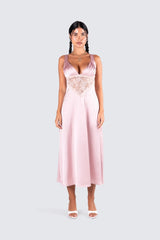 Polly Satin Lace Midi Dress