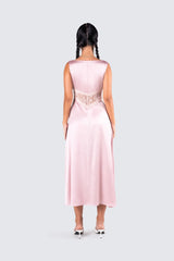 Polly Satin Lace Midi Dress