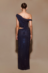 Kenny Diamante One Shoulder Maxi Dress