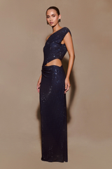 Kenny Diamante One Shoulder Maxi Dress