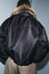 FAUX FUR COLLAR BOMBER JACKET