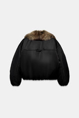 FAUX FUR COLLAR BOMBER JACKET