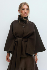 Elara Belted Cape Jacket