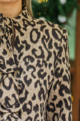 Sienna Bow Neck Leopard Coat