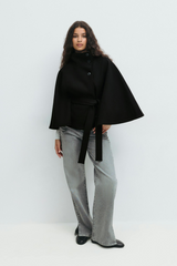 Elara Belted Cape Jacket