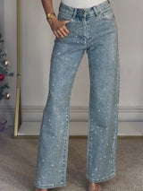 Riley Diamante Straight-Leg Jeans