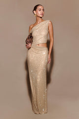 Kenny Diamante One Shoulder Maxi Dress