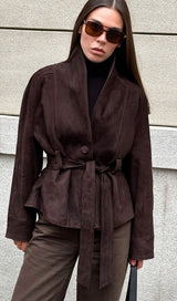Elena Suede Wrap Jacket