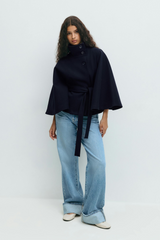 Elara Belted Cape Jacket
