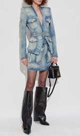 Kara Belted Denim Jacket