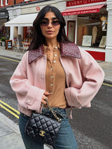 Cherry Woven-Collar Wool Jacket