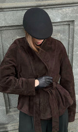 Elena Suede Wrap Jacket