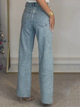 Riley Diamante Straight-Leg Jeans