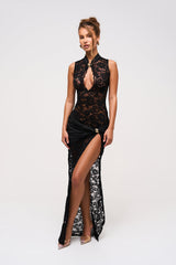 Lace Keyhole Maxi Dress