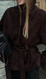Elena Suede Wrap Jacket