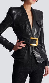 Rhea Sculpted Leather Jacket