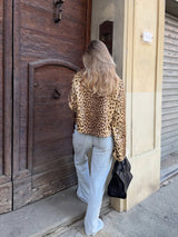 Leopard Collarless Bomber