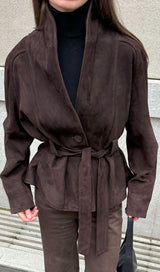 Elena Suede Wrap Jacket