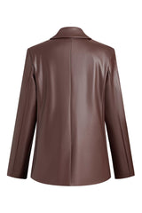 Elena Chocolate Leather Blazer