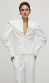 Elena Sculpted Satin Jacket