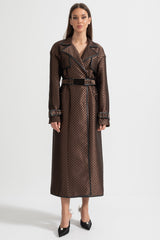 Vivienne Check Satin Trench Coat
