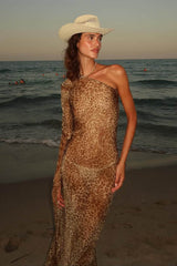 LEOPARD ONE-SHOULDER MAXI