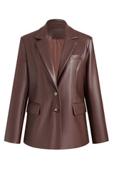 Elena Chocolate Leather Blazer