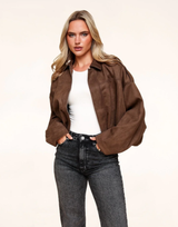 Serena Suede Bomber Jacket
