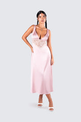 Polly Satin Lace Midi Dress